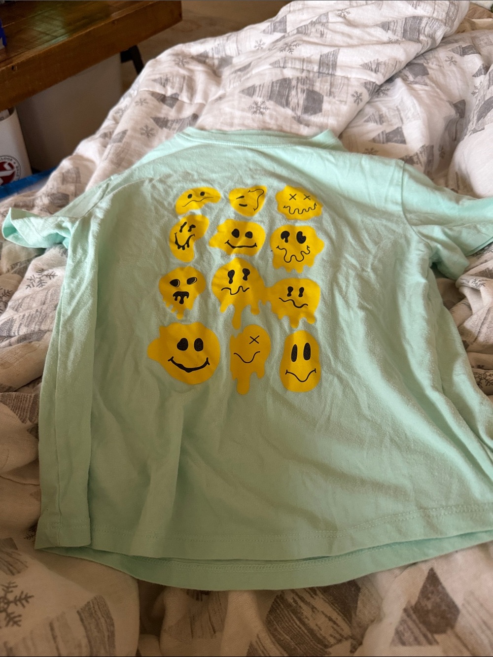 art class Mint Graphic Tee with Yellow Smiley Faces